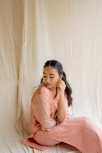 Pink Peach Baad Kurta Set Fashion Nirjara