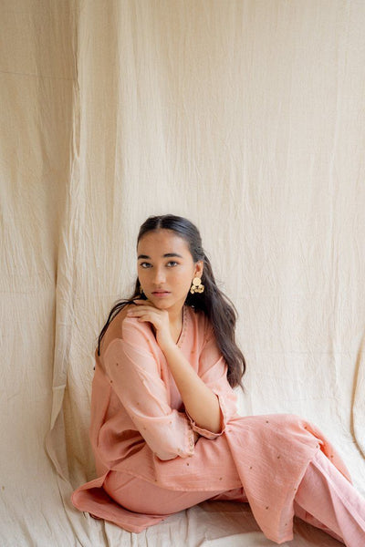 Pink Peach Baad Kurta Set Fashion Nirjara