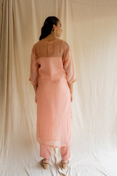 Pink Peach Baad Kurta Set Fashion Nirjara