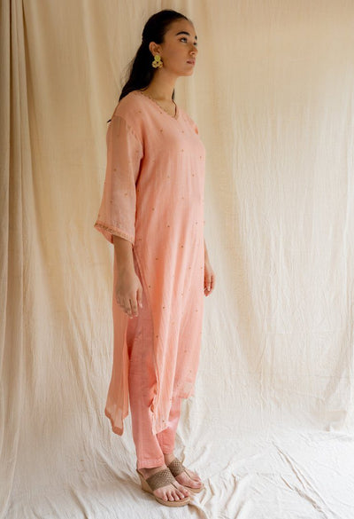 Pink Peach Baad Kurta Set Fashion Nirjara
