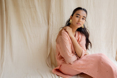 Pink Peach Baad Kurta Set Fashion Nirjara