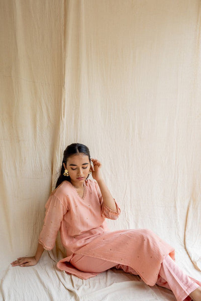 Pink Peach Baad Kurta Set Fashion Nirjara