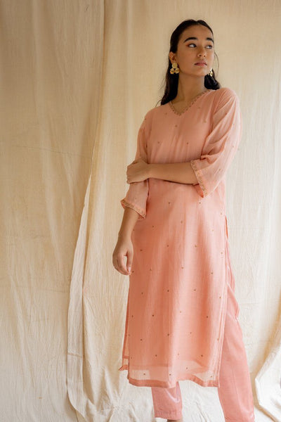 Pink Peach Baad Kurta Set Fashion Nirjara