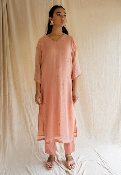 Pink Peach Baad Kurta Set Fashion Nirjara