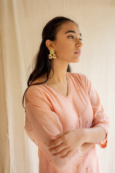 Pink Peach Baad Kurta Set Fashion Nirjara