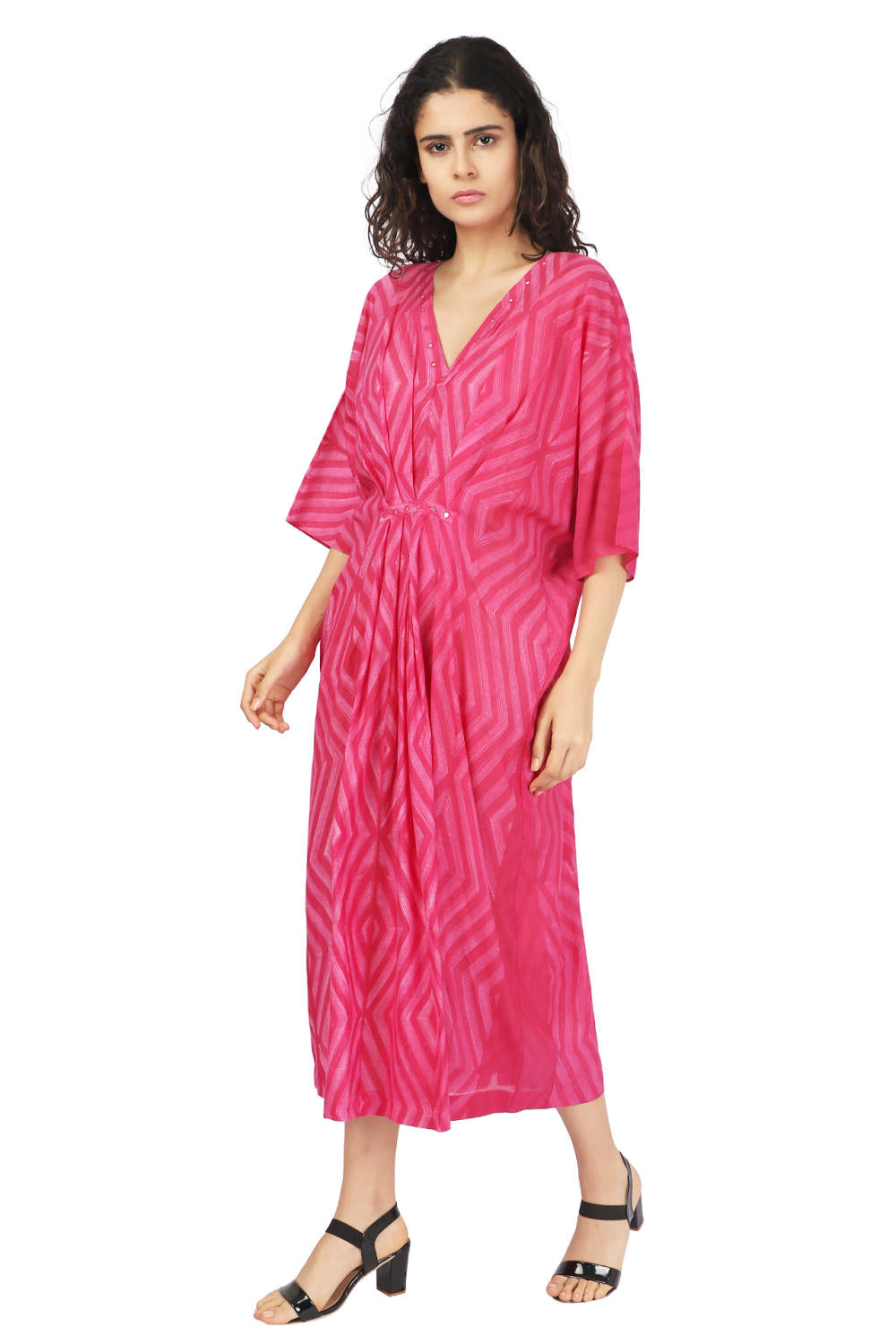 Pink Stitched Shibori Drape Kaftan Dress Fashion The Pot Plant