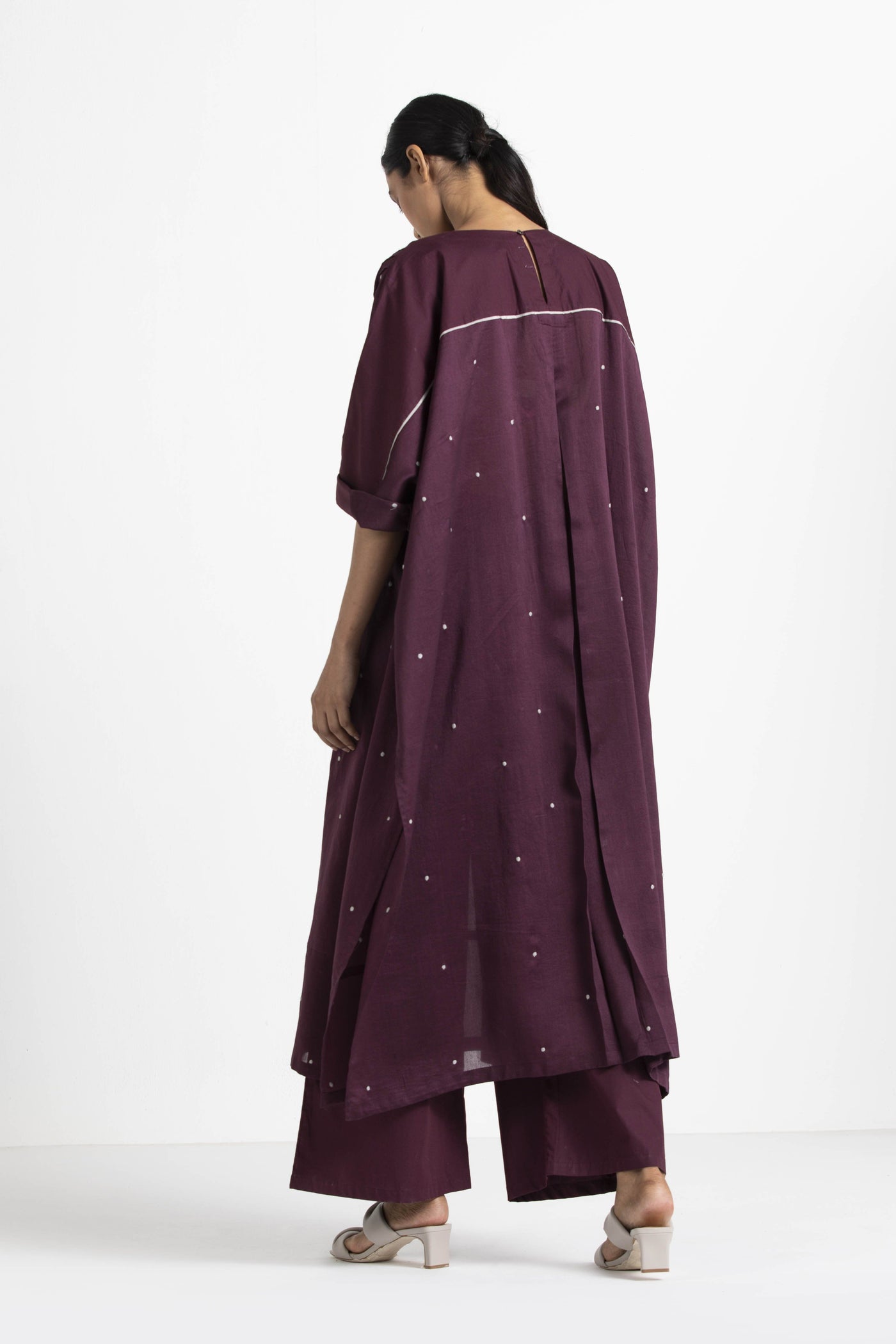 Pintuck Kaftan Co-ord Wine Fashion THREE