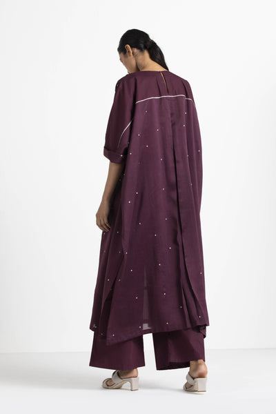 Pintuck Kaftan Co-ord Wine Fashion THREE