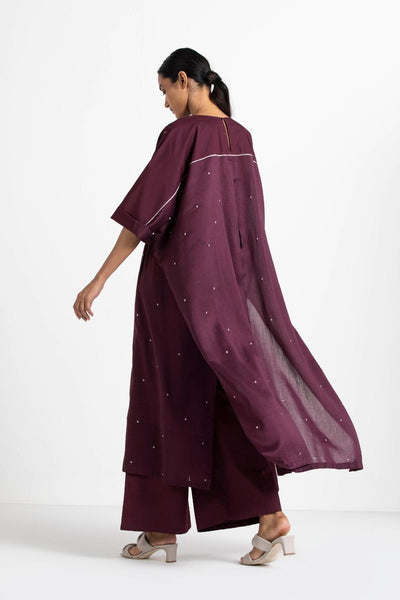 Pintuck Kaftan Co-ord Wine Fashion THREE