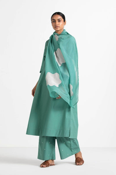 Pintuck Neck Tunic Mineral Green Fashion THREE