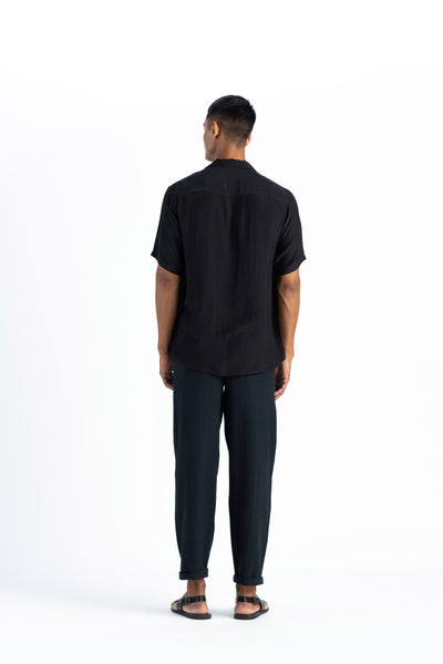 Pleated Pant-Black Men THREE Men 