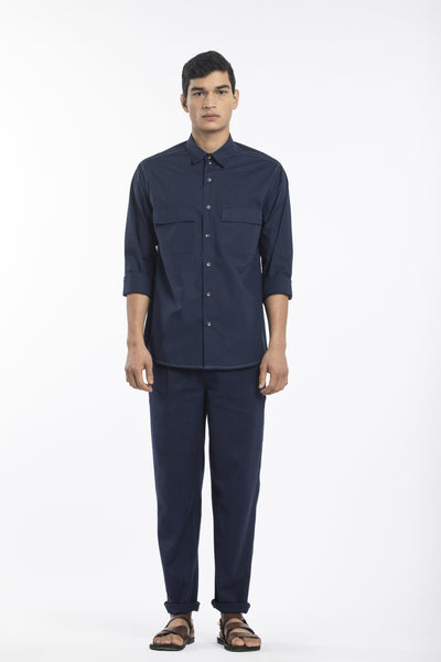 PLEATED PANT-NAVY Men THREE Men 