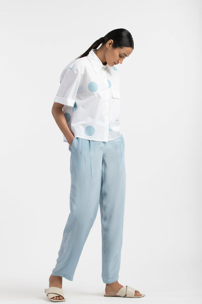 Pleated Pant- Powder Blue Fashion THREE