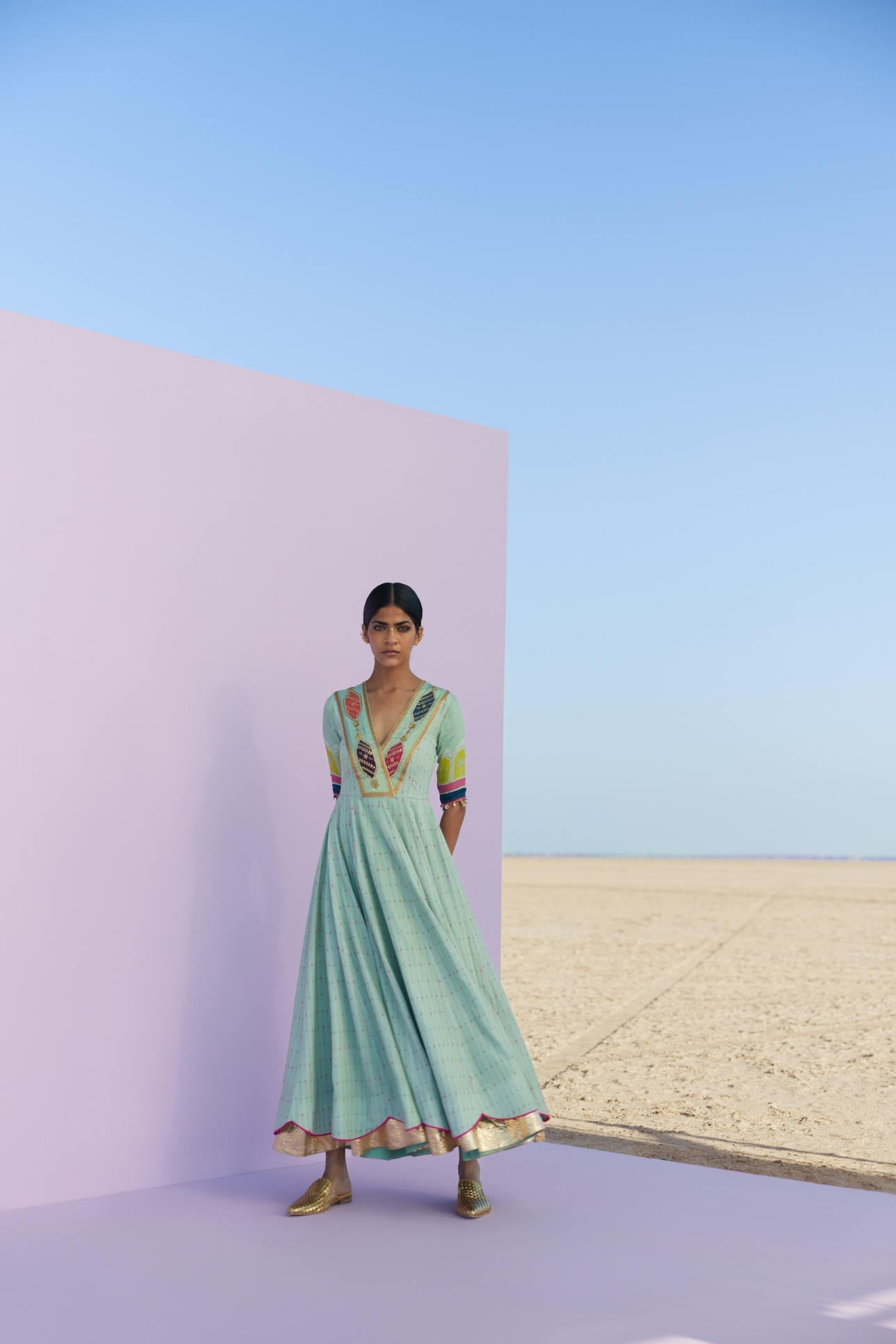 POWDER BLUE PRINTED ANARKALI SET Fashion Rajiramniq