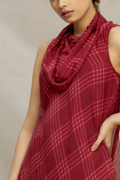 PRINTED CHECK SILK BIAS COWL TOP Fashion MYOHO 