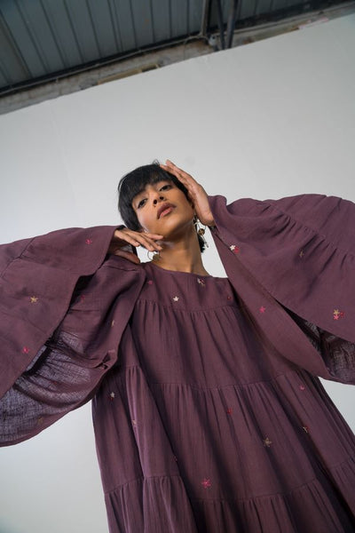 Purple Sky handwoven organic cotton dress Fashion SUI 