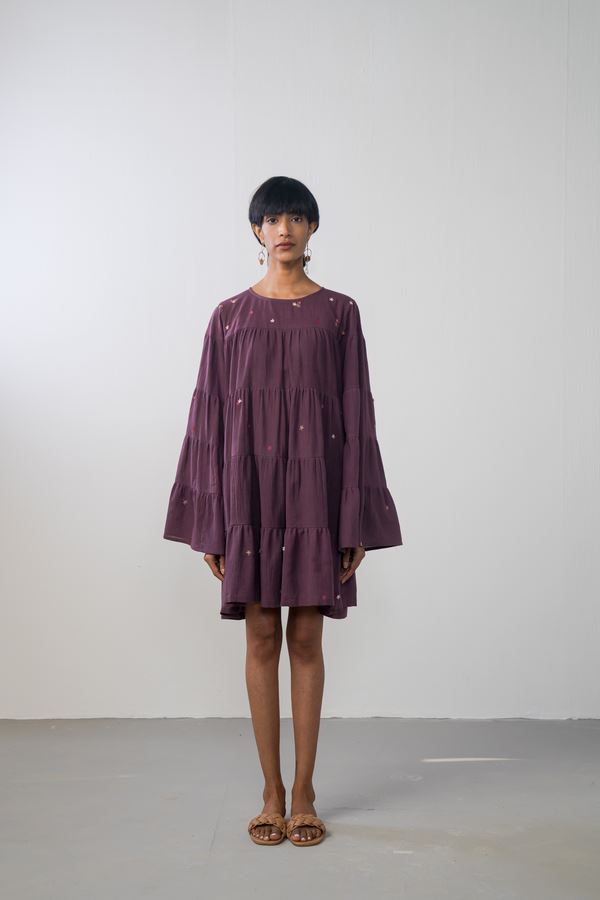 Purple Sky handwoven organic cotton dress Fashion SUI 