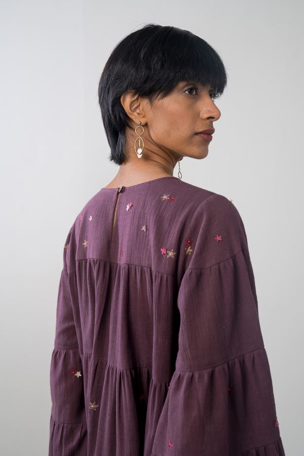Purple Sky handwoven organic cotton dress Fashion SUI 
