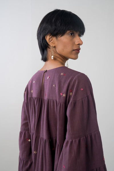 Purple Sky handwoven organic cotton dress Fashion SUI 
