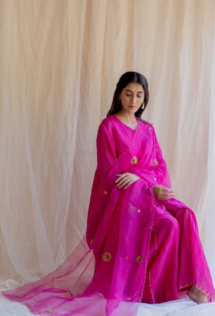 Rani Pink Nayab Gharara Set Fashion Nirjara