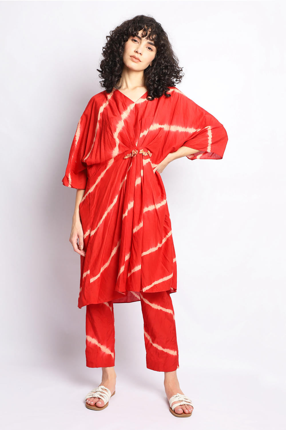 RED AND BEIGE KAFTAN CO-ORD SET Fashion The Pot Plant