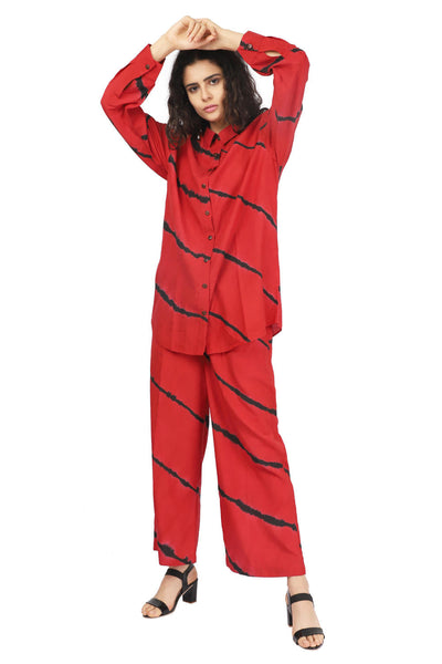Red And Black Hand Done Shibori Co-ord Fashion The Pot Plant