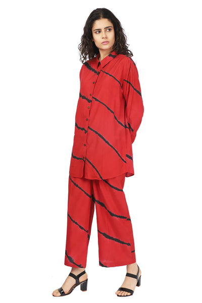 Red And Black Hand Done Shibori Co-ord Fashion The Pot Plant