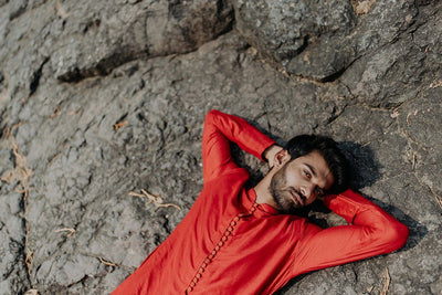 Red Angarkha Kurta Men Nirjara Men