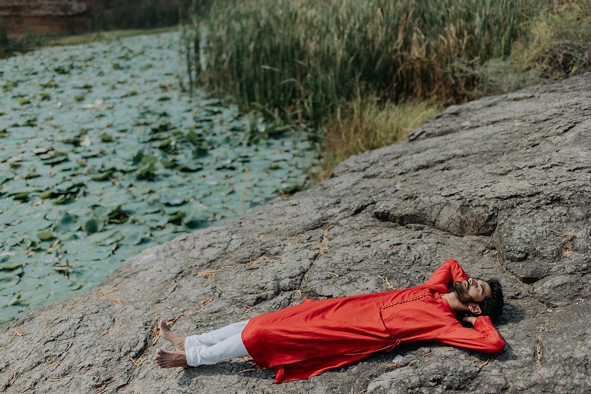 Red Angarkha Kurta Men Nirjara Men