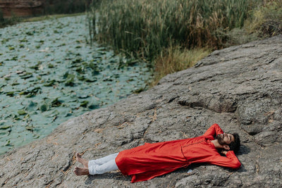 Red Angarkha Kurta Men Nirjara Men