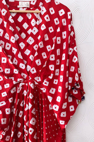 Red Bandhani Drape Dress Fashion The Pot Plant