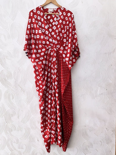 Red Bandhani Drape Dress Fashion The Pot Plant