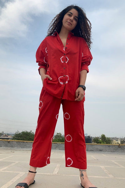 Red Hand-Done Shibori Co-ord Fashion The Pot Plant