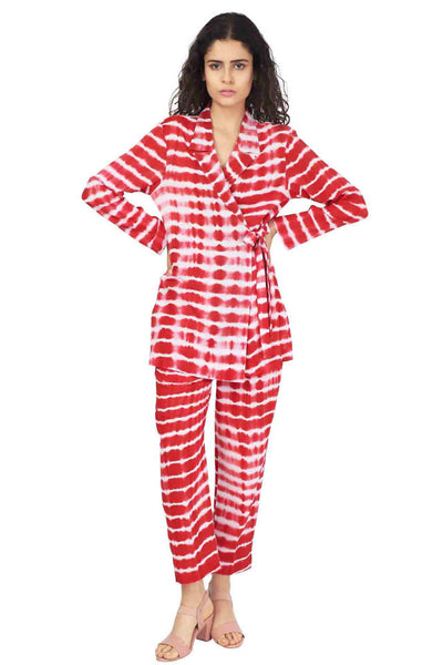 Red Hand Done Shibori Wrap Co-ord Fashion The Pot Plant