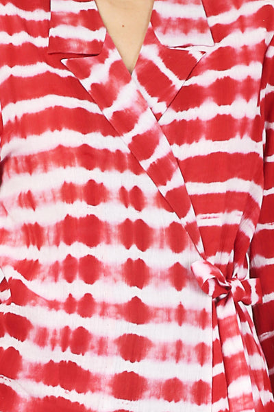 Red Hand Done Shibori Wrap Co-ord Fashion The Pot Plant
