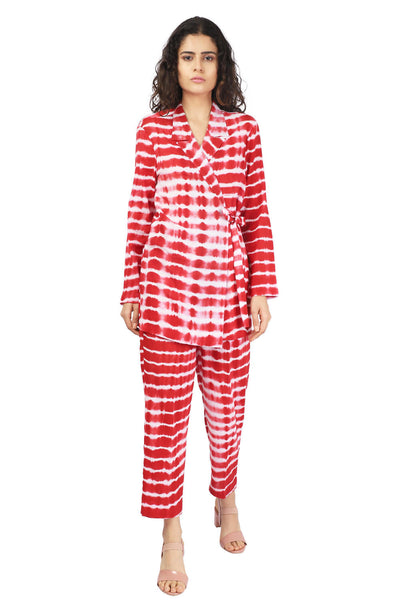 Red Hand Done Shibori Wrap Co-ord Fashion The Pot Plant