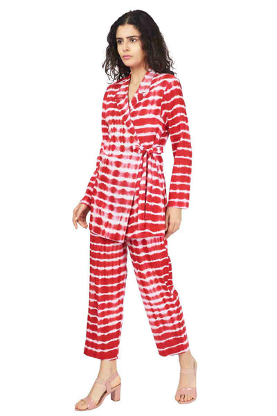 Red Hand Done Shibori Wrap Co-ord Fashion The Pot Plant