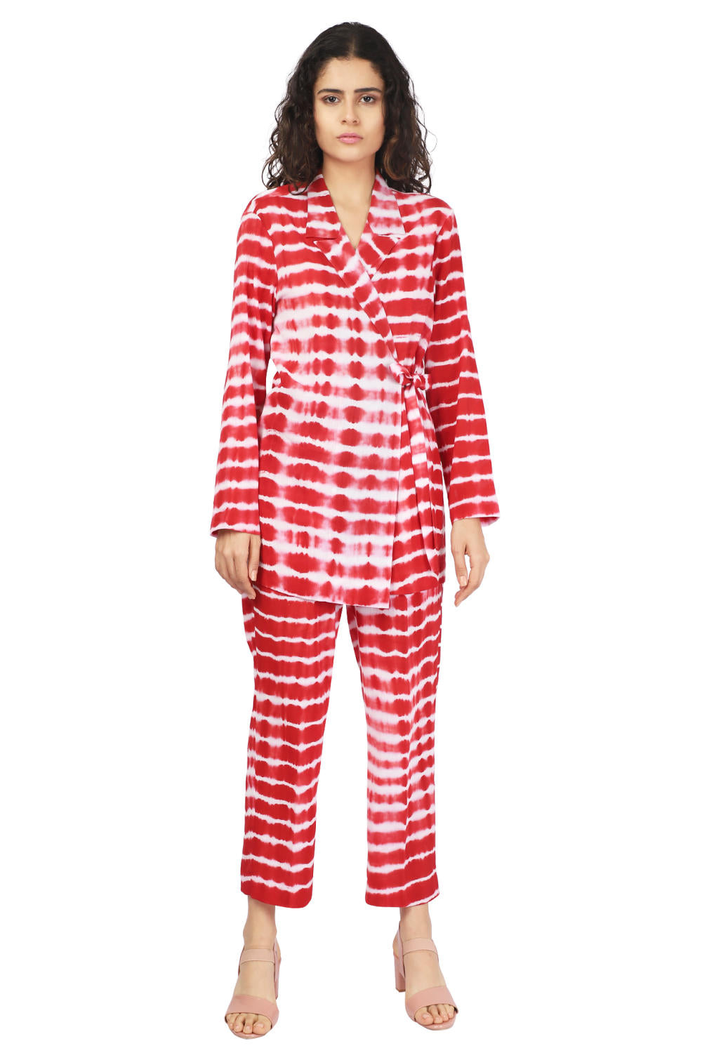 Red Hand Done Shibori Wrap Co-ord Fashion The Pot Plant