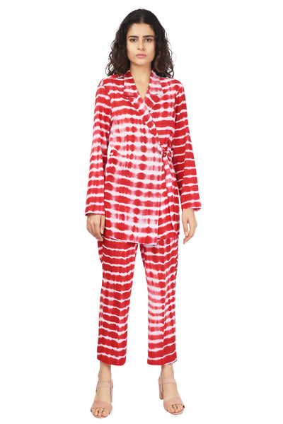 Red Hand Done Shibori Wrap Co-ord Fashion The Pot Plant