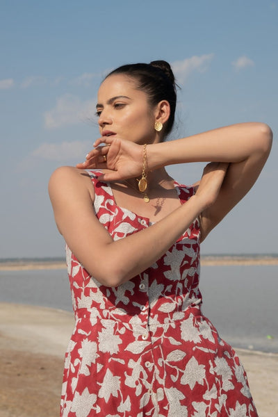 Red Lilies Jumpsuit Fashion Marche
