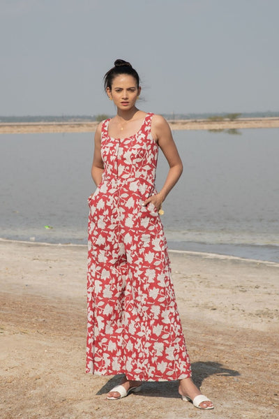 Red Lilies Jumpsuit Fashion Marche