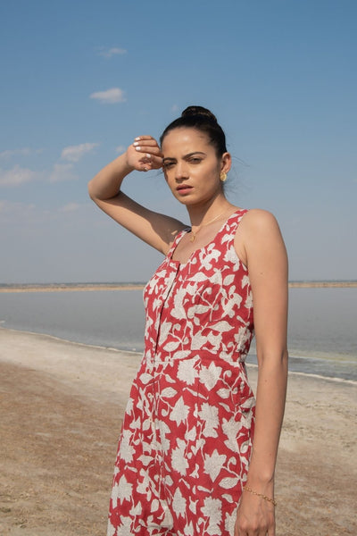 Red Lilies Jumpsuit Fashion Marche