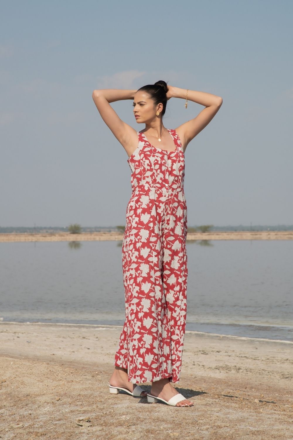 Red Lilies Jumpsuit Fashion Marche