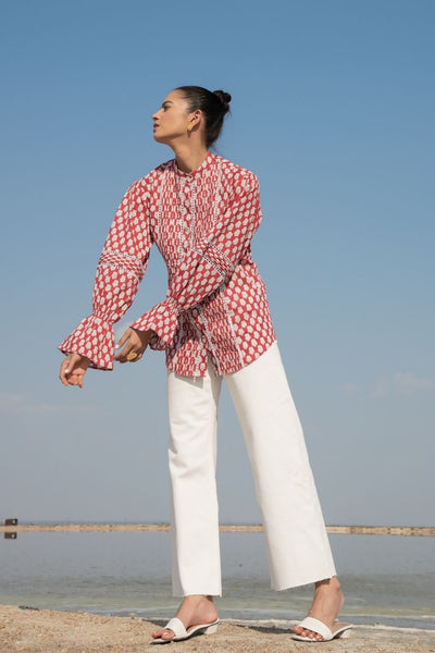 Red Lotus Blouson Top Fashion Marche