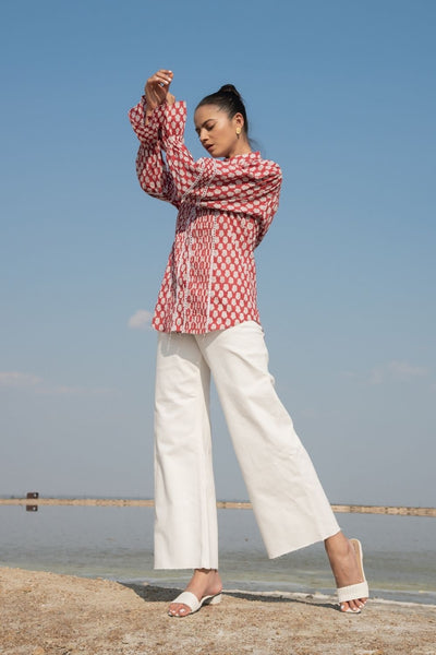 Red Lotus Blouson Top Fashion Marche
