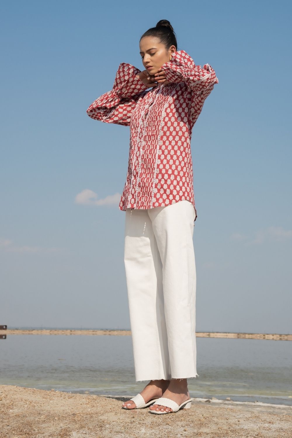 Red Lotus Blouson Top Fashion Marche