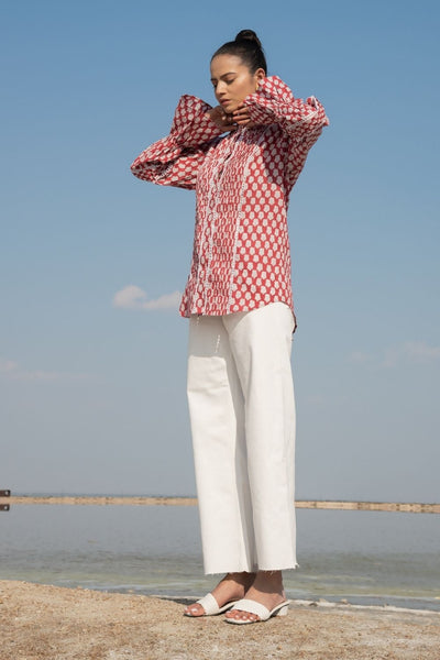 Red Lotus Blouson Top Fashion Marche