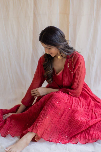 Red Nasim Jama and Shameez Fashion Nirjara