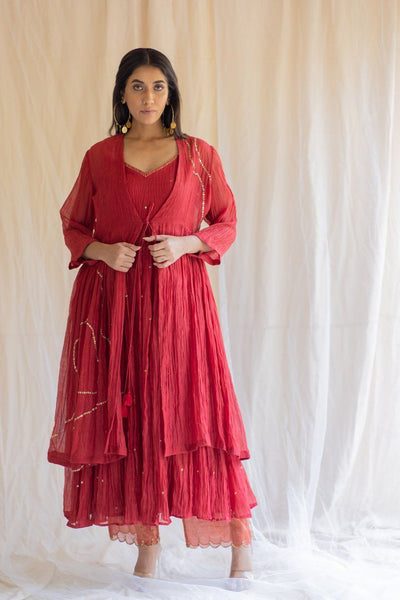 Red Nasim Jama and Shameez Fashion Nirjara