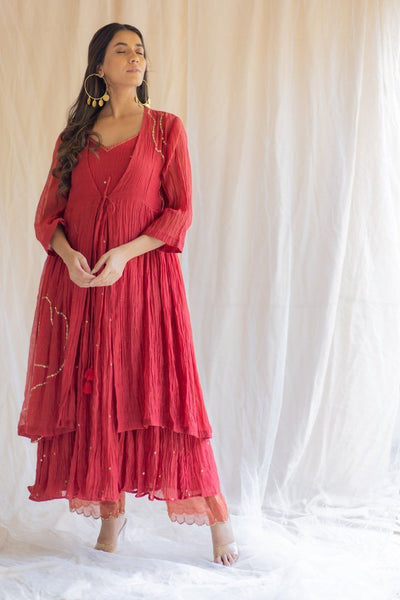 Red Nasim Jama and Shameez Fashion Nirjara